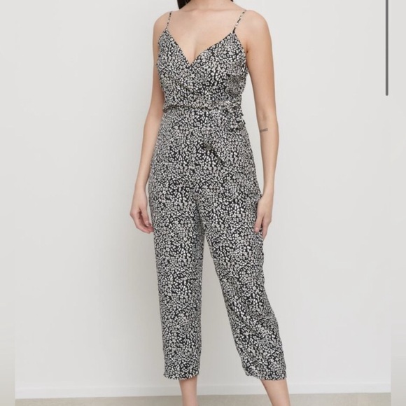 Dynamite Pants - Dynamite Black and White Patterned Jumpsuit